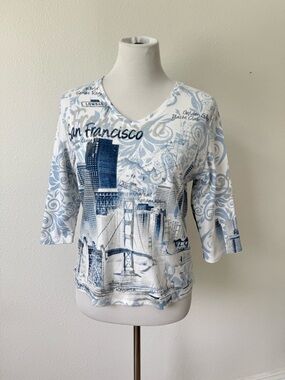 Y2K Allison Daley San Francisco 3/4 Length Sleeve Top